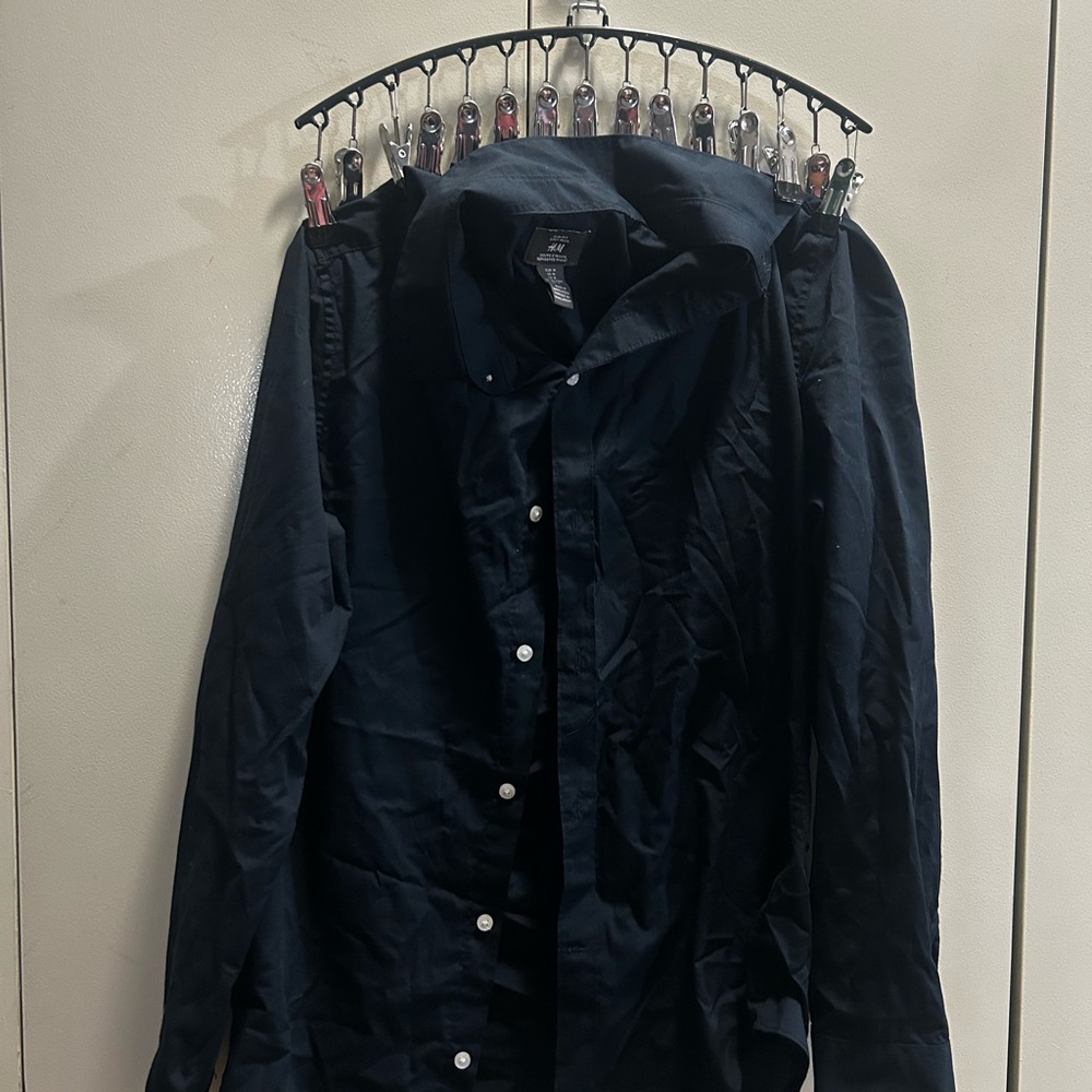 H&M Men's Dark Blue Button-Up Jacket